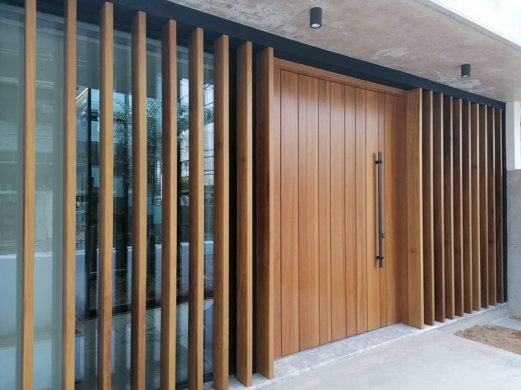 Bespoke timber entrance with vertical slatted detailing